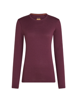 Icebreaker Women's Merino 200 Oasis LS Crewe - Dk Berry - Langærmet uldtrøje